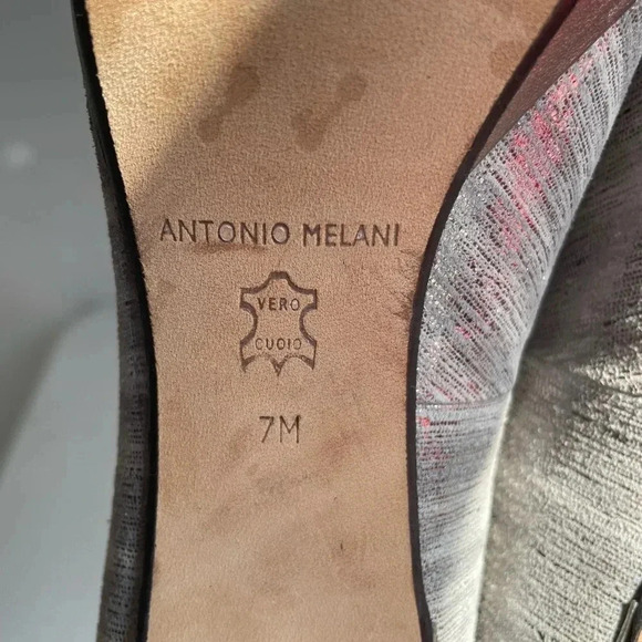 Antonio Melani SZ‎ 7M Silver Platform Peep toe Heel Shoes EUC! - Picture 9 of 9